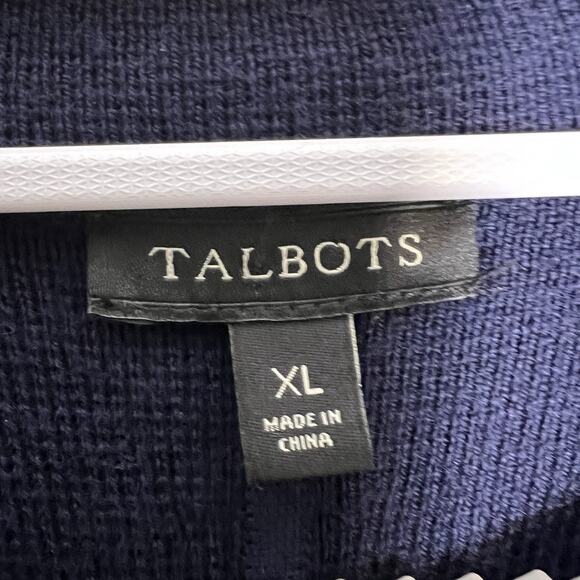 Talbots Womens Button Up Wool Blend Knit Blazer Sz XL Navy Blue Military Preppy - Picture 10 of 16